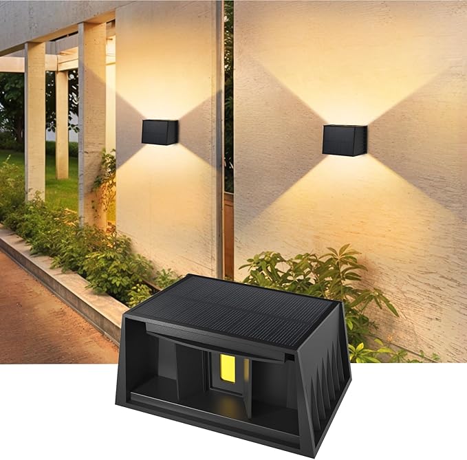 CORESLUX Solar Fence Lights Outdoor, Up and Down IP65 Waterproof Wall Lighting, Warm Outdoor Solar Lights for Backyard/Railing/Wall/Step/Patio