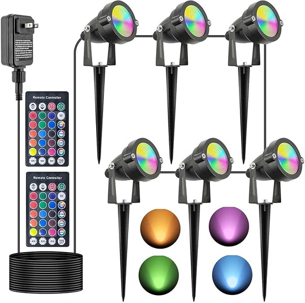 24W Halloween SpotLights with Timer, IP65 Waterproof Metal Landscape Lights RGB Spot Lights Outdoor Color Changing | Lumora