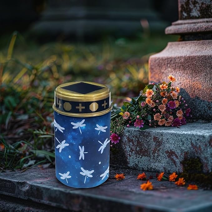 Garden Solar Light, Starry Dragonflies Grave Solar Lights for Cemetery, Waterproof, Solar Powered, Easy to Install, Decorate Lawn, Patio, Fence, Backyard