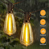 cjc Outdoor Solar String Lights Waterproof 25FT with 25 Shatterproof ST38 LED Bulbs, 2700K Solar Lights Outdoor | Lumora