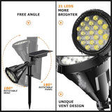 Solar Spot Lights Outdoor, 21 LEDs Solar Outdoor Lights Auto On/Off with 3 Modes, IP67 Waterproof Yard Spotlight | Lumora