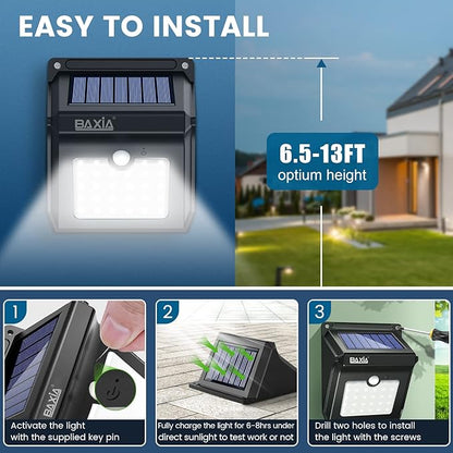 BAXIA TECHNOLOGY Solar Outdoor Lights Wireless Security Motion Sensor Solar Lights Outdoor Waterproof for Front Door,Backyard,Steps,Garage,Garden (400LM,4 Packs)