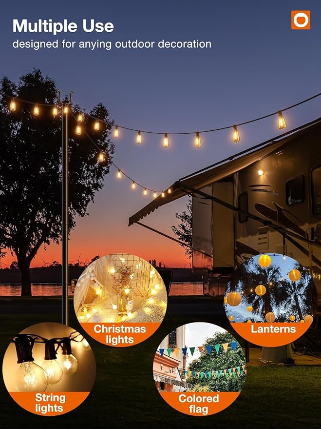 addlon 4 Pack String Light Poles Pro, Aluminum Waterproof Harder 9FT Light Poles for Outside String Lights with | Lumora
