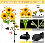 Solar Garden Lights 2 Pack Solar Swaying Bee Lights with Sunflowers, Gifts for Mom Women Mothers Day, Waterproof | Lumora