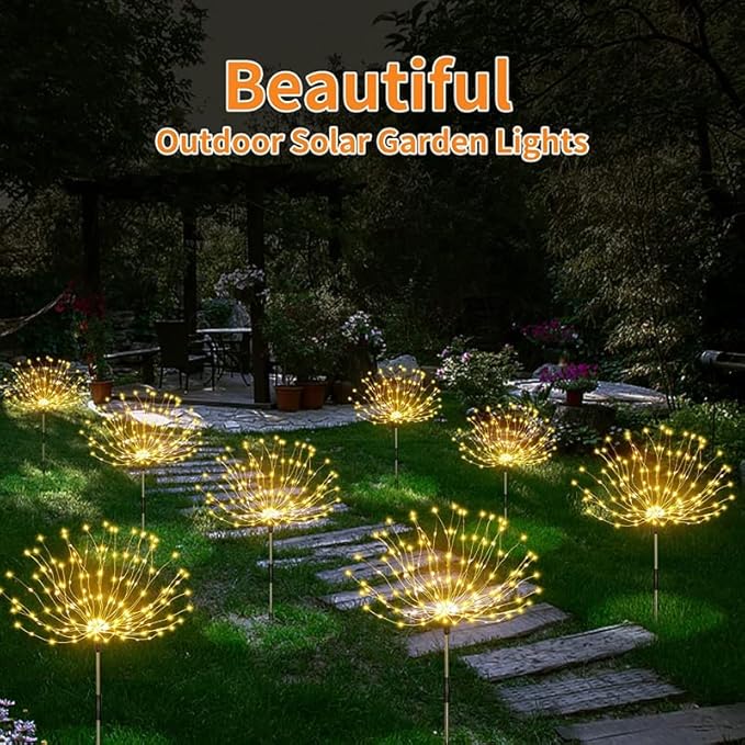 4 Pack Outdoor Solar Lights, Solar Garden Lights Bigger Firework Fairy Lights, Waterproof Outdoor Lights - Bigger | Lumora