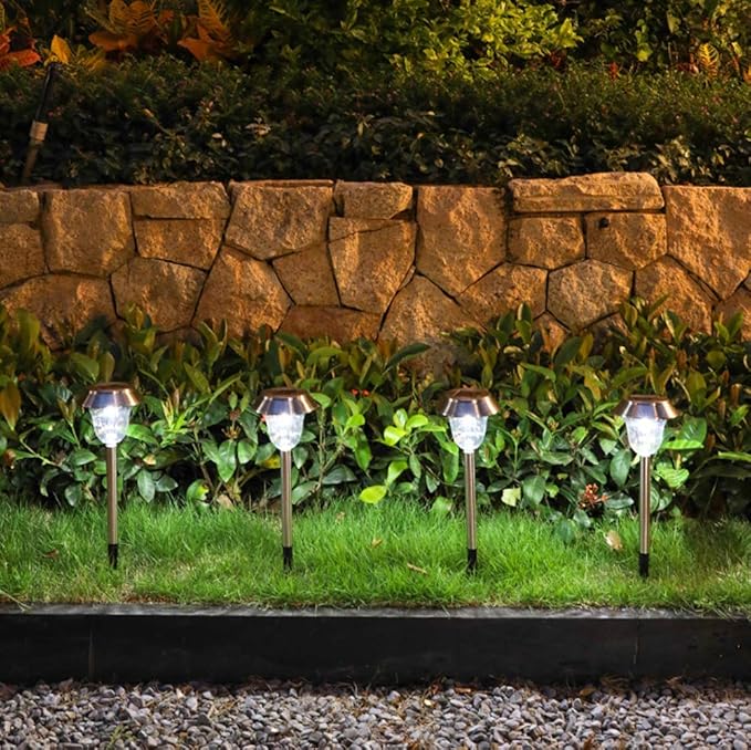 2- Pack Solar Lights Outdoor for Garden Walkway Led Solar Garden Lights Outdoor Waterproof for Pathway,Solar Pathway Lights Yard Lights for Patio Driveway Lawn Backyard Sidewalk Li