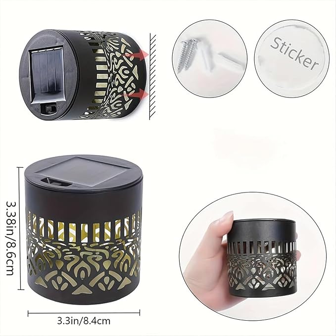Decorative Solar Mandala Lights, Solar Mandala Lights Outdoor, Metal Solar Powered Outdoor Deck Step Wall Lights, Mandala Theme Waterproof Fence Light for Garden Post Patio Backyard Yard (4 Pcs)