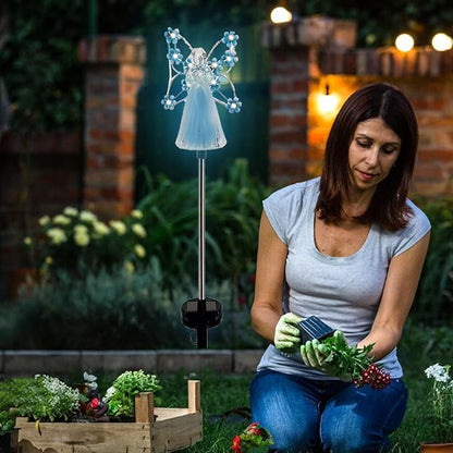 Solar Angel Lights - Garden Lights Solar Powered Waterproof with Fairy Angel Decor | Landscape Decorative Light for Garden Yard Patio, Cemetery Grave Decorations