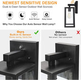 SHINE HAI Dusk to Dawn Sensor Outdoor Wall Sconce, Exterior Porch Lantern Fixture with E26 Socket & Glass Shade | Lumora