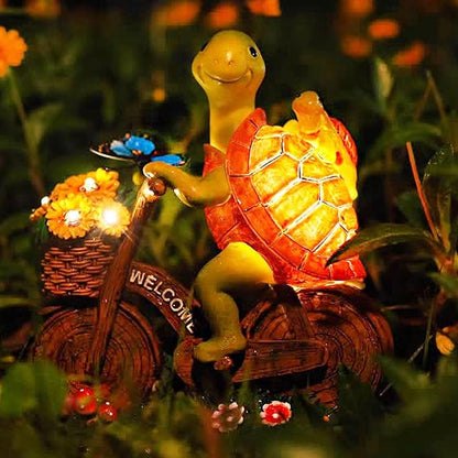Garden Solar Turtle Statue With Lighted Sunflower - Outdoor Figurine for Garden Decor, Turtle Gifts for Women