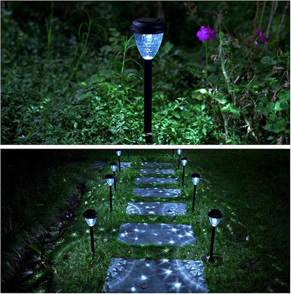 EXCMARK 10 Pack Solar Lights for Outside Pathway Walkway Driveway Garden Yard Solar Powered Lights Outdoor Waterproof. (Cool White)