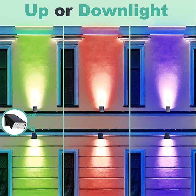 Fence Lights Solar Powered,90° Adjustable,with 7-Color Cycling & Super Bright, Auto Dusk to Dawn Solar Wall Lights Outdoor Waterproof for Garden,Patio,Yard,Pool,Deck,Porch (8 Pack)