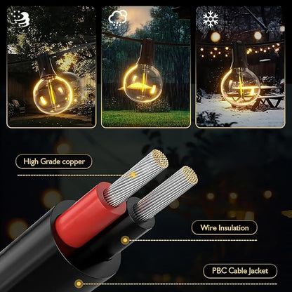 Outdoor String Lights 100ft LED Hanging Globe Patio Lights with G40 Shatterproof Bulbs(34+3 Bulbs), Waterproof Connectable Hanging Light for Indoor Outdoor Decor Garden Camping Backyard Porch