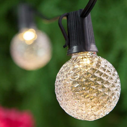 Wintergreen Lighting OptiCore Heavy Duty Patio Lights LED Lights Patio Lights String LED, Commercial LED Globe Lights (25 Lights, 25’, E17, Warm White G50 Bulbs on Black Wire)