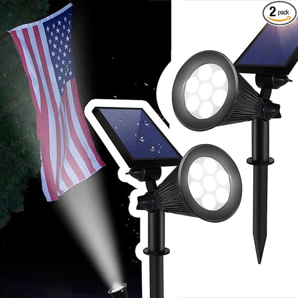 Solar Spotlights, Outdoor Ground Spot Light for Flag Pole, Bright 7-LED Dusk-to-Dawn Waterproof Landscape Flagpole | Lumora
