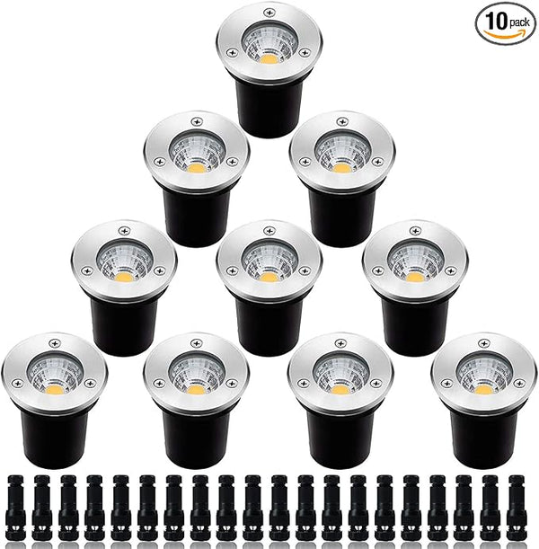 Low Voltage Landscape Lighting,LED Well Light Outdoor 12-24V AC/DC In-Ground Lights IP67 Waterproof Warm White | Lumora