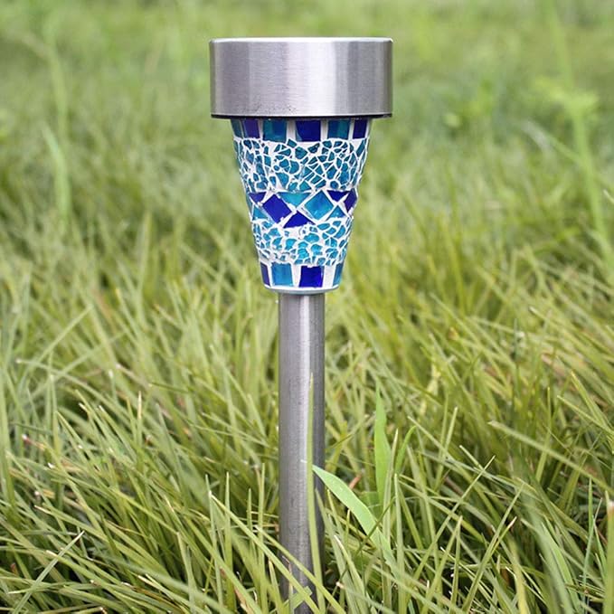 6-Pack Solar Mosaic Border Lawn Garden Lights, LED Mosaic Stake Lights Pathway Landscape Lighting for Patio Walkway | Lumora