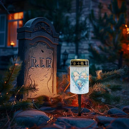 Ocean Element Solar Memorial Lights for Graves for Men Outdoor Waterproof Garden Stake Cross Lights for Grave Cemetery Garden Decor Solar Cross for Patio Pathway Memorial Decoration
