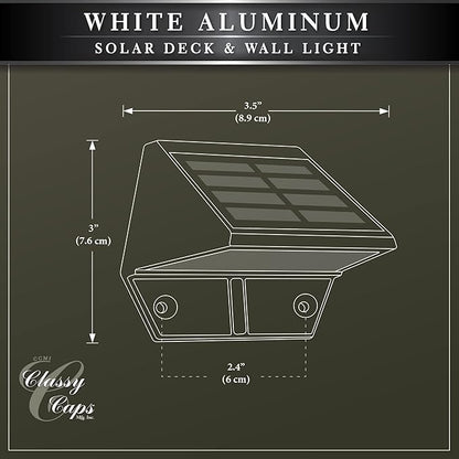 Classy Caps Solar Deck & Wall Lights, Model SL179, White - High Performance, Energy Efficient, Weather-Resistant, Durable Cast Aluminum, Outdoor Solar Lights, Durable Design, Easy Installation