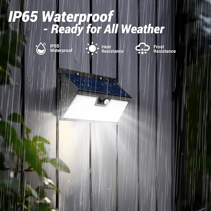 Large Solar Motion Lights Outdoor, 318 LED Super Bright Shed Lights with 3 Lighting Mode, IP65 Waterproof Solar Bar Light, Great for Outside Wall Yard Chicken Coop Garden - 2 Pack
