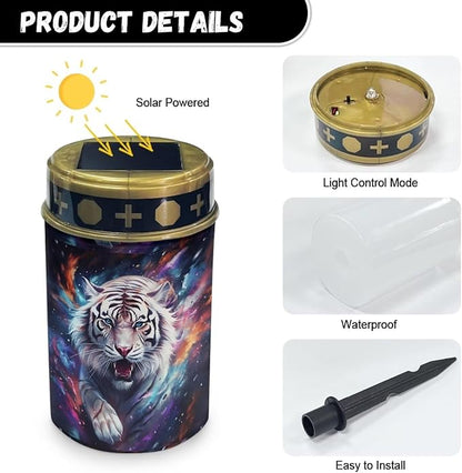ZOUTAIRONG Solar Light for Cemetery Grave Solar Garden Lights Solar Garden Lights Outdoor Solar Pathway Lights Outdoor Cemetery Solar Lights for Grave Solar Lights Tiger Print