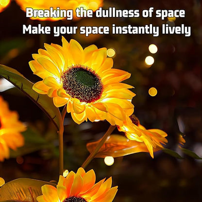 Sunflower Solar Lights Outdoor, IP65 Waterproof Fairy Decor Light, 2 Modes Constant Light&Blinking, 3 Pack Flower Lights with 9 Sunflowers, Ideal for Garden, Back Yard, Patio, Flower Bed, Cemetery