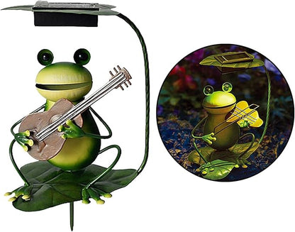 jojomis Solar Garden Light Waterproof LED Lamp Patio Yard Lighting,Frog with Guitar,16x9CM