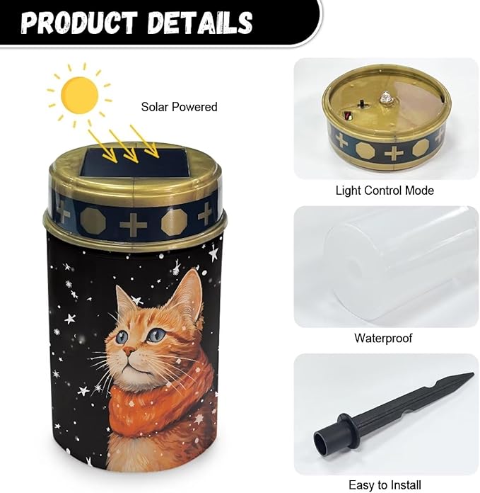 Starry Sky Cat Garden Stake Light, Solar Lights for Cemetery Grave,Solar Pathway Lights Outdoor,Lawn Yard Patio Garden Decor Environment Friendly