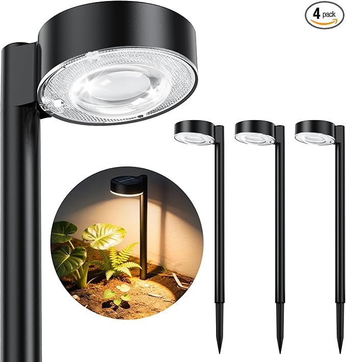 Solar Pathway Lights Outdoor, 4 Pack Waterproof Path Light with Bigger LED Spot Lens，Bright Up to 15 Hrs Pathway Light for Walkway Driveway Yard Garden Patio