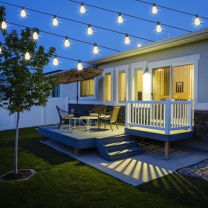 60FT Outdoor String Lights S11 LED Patio with 16+1 Plastic Bulbs(1 Spare),Waterproof Connectable Hanging Lights for Backyard Porch Balcony Party Decor