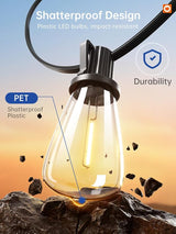 addlon 150FT (3x50FT) Outdoor String Lights, 48 Shatterproof ST38 Bulbs, Commercial Grade Patio Lights, Vintage | Lumora