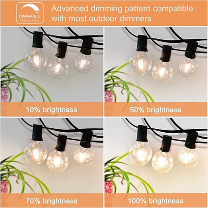 DAMAING Outdoor String Lights 300FT Waterproof Globe String Lights with 150+4 Shatterproof G40 LED Bulbs,Dimmable Connectable Patio Lights String for Hanging Bistro Backyard Gazebo,2-Pack x 150 FT