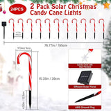Lewondr 15" Solar Christmas Candy Cane Lights Outdoor, Pathway Stake Lights with 2 Modes, 216 LED Beads, Waterproof | Lumora