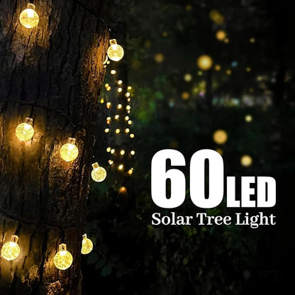 Solar String Lights, Small Crystal Ball ，Outdoor String Light 60 LED 40ft 8 Lighting Modes Waterproof Solar Powered Patio Solar Light for Garden Yard Porch Wedding Party Decor (Warm White)