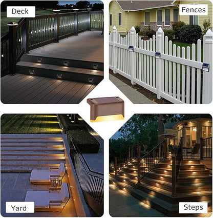 MODOAO Solar Deck Lights Solar Step Lights Waterproof Led Solar Lamp Led Solar Fence Lamp for Patio, Stairs,Garden Pathway, Fences and Path and Driveway (12 Pack)