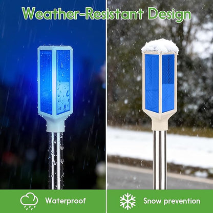 5 PCS Solar Driveway Markers, Solar Powered Driveway Lights on Poles, Outdoor Landscape Reflectors for Snow Road, Yard, Parking Lot, and Sidewalk (Blue)