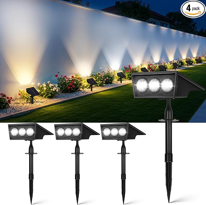 OUTON Solar Spot Lights Outdoor, 5 Lighting Modes IP65 Waterproof Solar Powered Garden Light, Dusk-to-Dawn Auto | Lumora
