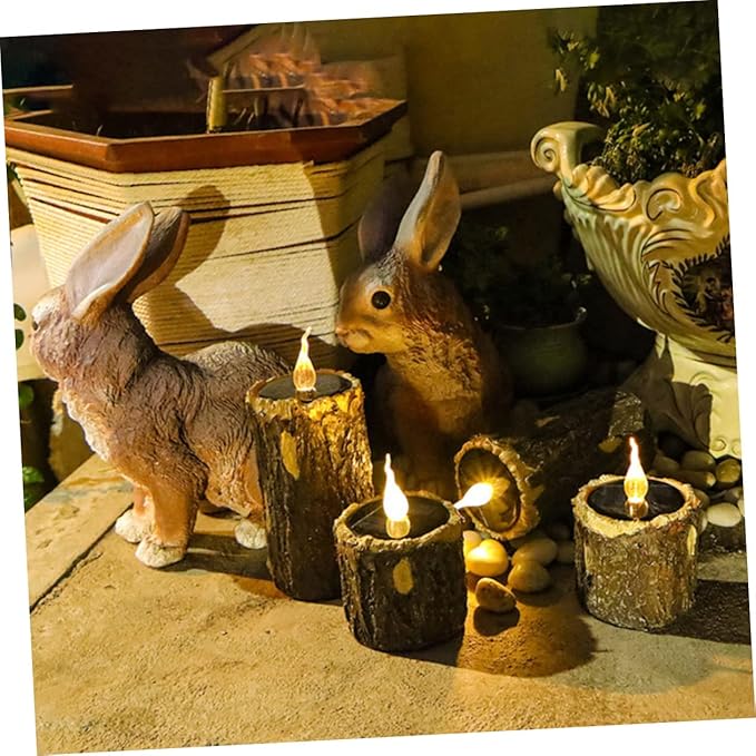 Mipcase Solar Stump Light Outdoor Landscape Light for Garden Patio and Pathway Durable Solar-Powered Decorative Lighting with Realistic Wood Grain Design