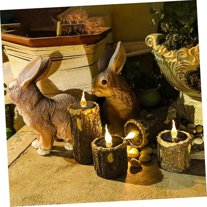 Mipcase Solar Stump Light Outdoor Landscape Light for Garden Patio and Pathway Durable Solar-Powered Decorative Lighting with Realistic Wood Grain Design