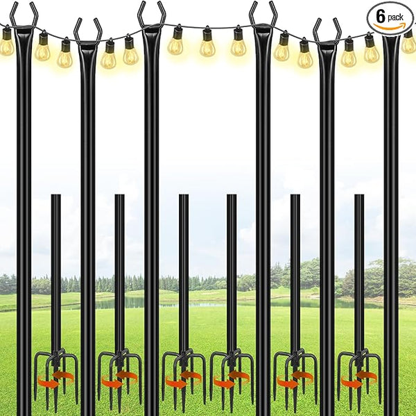 FEED GARDEN String Light Poles for Outside,10FT Metal Poles for Outdoor String Lights, Stand Poles for Deck | Lumora