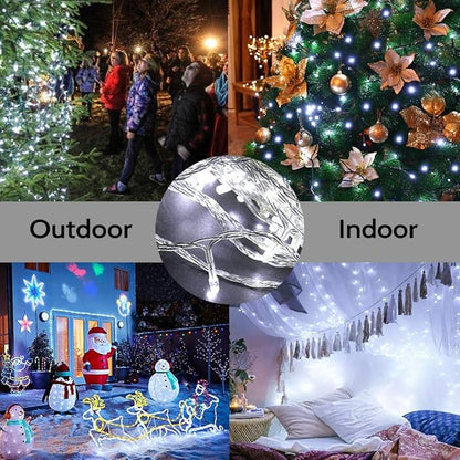 98FT 200 LEDs String Lights Waterproof Fairy Lights 8 Modes with Memory 30V Power Supply for Home, Garden, Wedding, Party, Christmas Decoration Indoor Outdoor (Cool White)