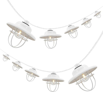 JONATHAN Y JYL8703B Indoor Outdoor Rustic Farmhouse LED G40 Metal Cage Shade String Lights Garden Patio Backyard Porch Balcony, 10 ft. 10-Light, White