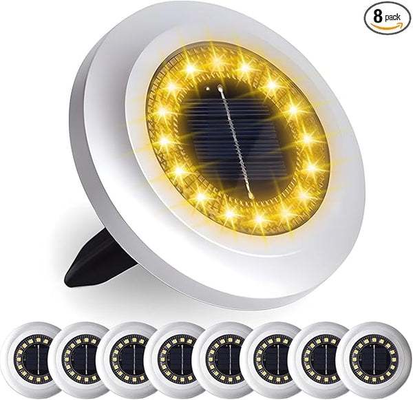 Solar Ground Light 8 Packs, Upgraded 16-LEDs Solar Outdoor Light for Patio, Mower-Friendly Withstand 200lbs Solar | Lumora