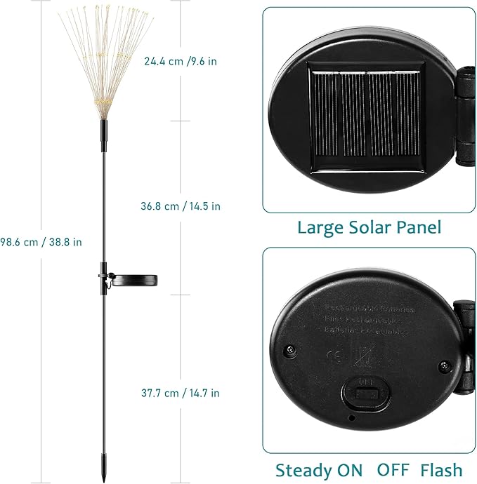JJGoo Solar Firework Lights, 2 Pack 135 LEDs 2 Lighting Modes Solar Lights Outdoor Waterproof for Garden Patio | Lumora