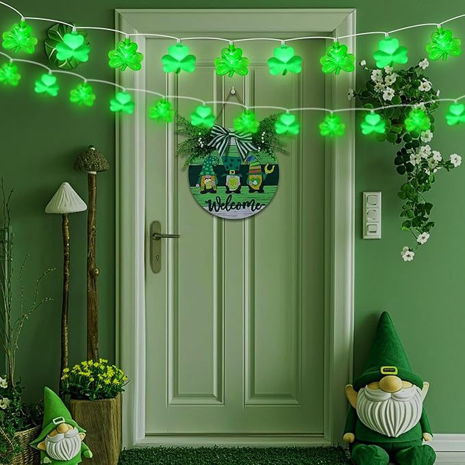 8.5Ft Shamrock String Lights, St Patrick's Day Decorations Light with 10 LED Green Lucky Clover Lights Outdoor | Lumora