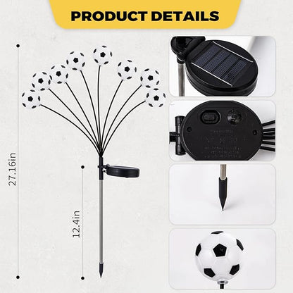 Solar Football Garden Lights – Swaying LED Solar Lights Outdoor for World Cup Decor, Outdoor Waterproof Patio & Yard Lights with Flexible Wire & Heavy Base, Multi-Colored (4Pack)