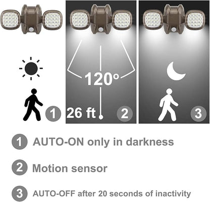 HONWELL Motion Sensor Light Outdoor Battery Operated Outside Security Flood Light Cordless IP65 Waterproof 32 LED Dual Head Spotlights, Motion Detector Lights for House Garage Porch Garden Shed