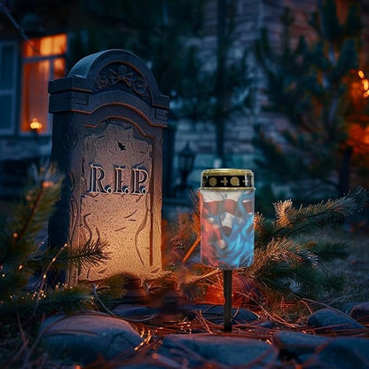 American Flag Solar Dusk to Dawn Lights Outdoor Waterproof Solar Memorial Lights for Graves Eternal Light Solar Powered Lighted Cross,Cemetery Decor Candle Lamp