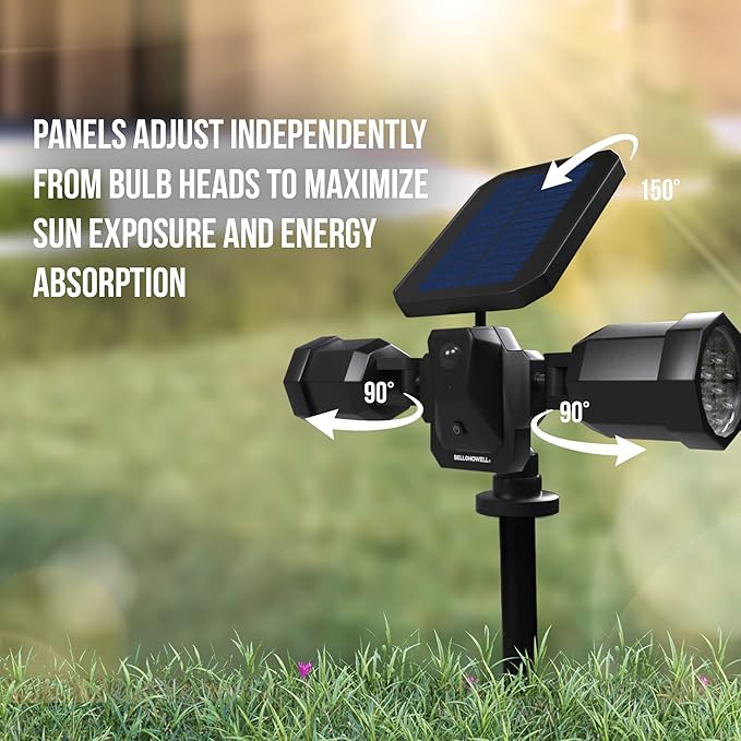 Bell+Howell Bionic Spotlight Duo Solar Lights Outdoor with Motion Sensor 14 LED Lights Super Bright Waterproof | Lumora