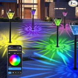 Giant Smart Solar Pathway Lights - 2 Pack Tall Bright RGBCW Waterproof, APP Control Outdoor Solar Lights for Paths | Lumora